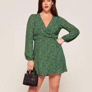 Rosebud Green Wrap Reformation dress